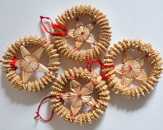 vintage star christmas straw ornaments set of 4 winter vintage star christmas straw ornaments set of 4 winter