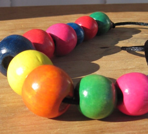 Large Wood Beads Necklace Chunky Wooden By Squeezeboxaddition 4661