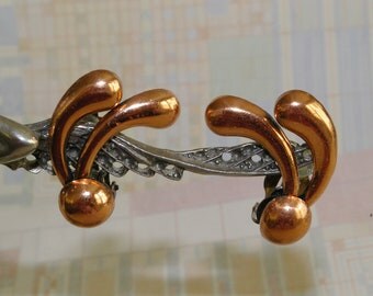 Vintage Copper Renoir Earrings - Spring Back Clasps - 1950's - "Comets"