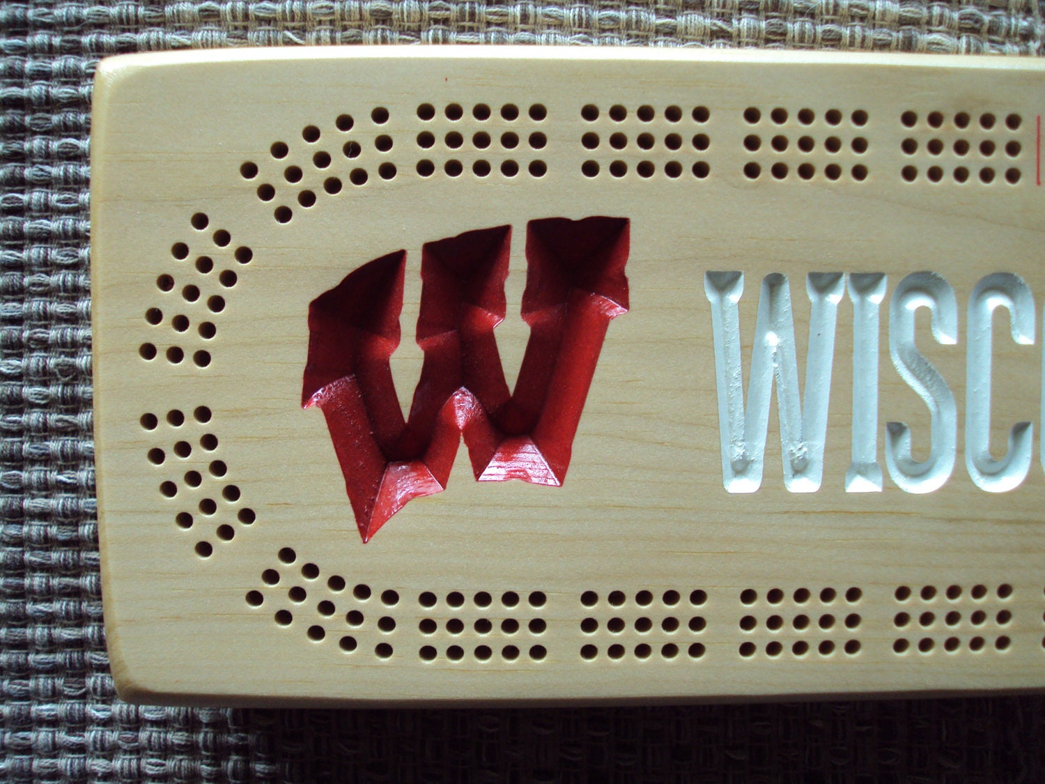 Rustic Cribbage Board Wisconsin Badgers W
