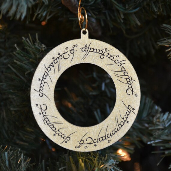 Circular Elven Script Christmas Ornament Set of by DreamfulDesigns