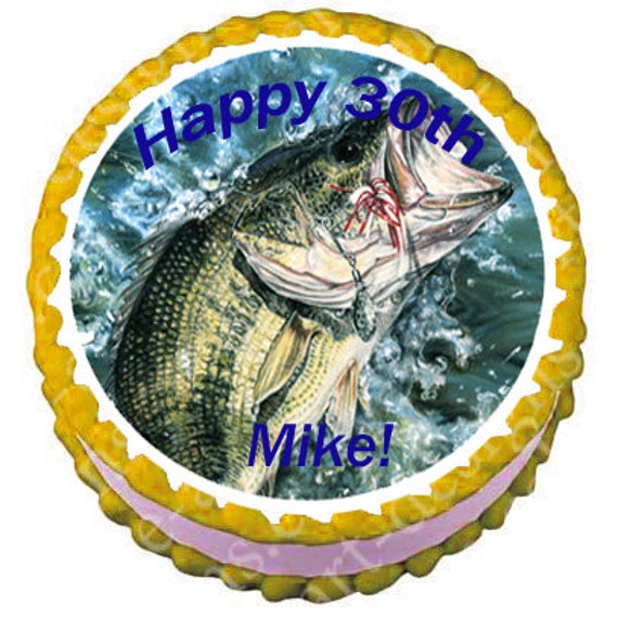 Bass Fish Cake Topper 8 inch round Custom Design by topAcake