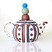 ON SALE! Polymer Clay Teapot 3D Art Deco, Modern, Blue, Burgundy, Brown, Green, Dots and Stripes