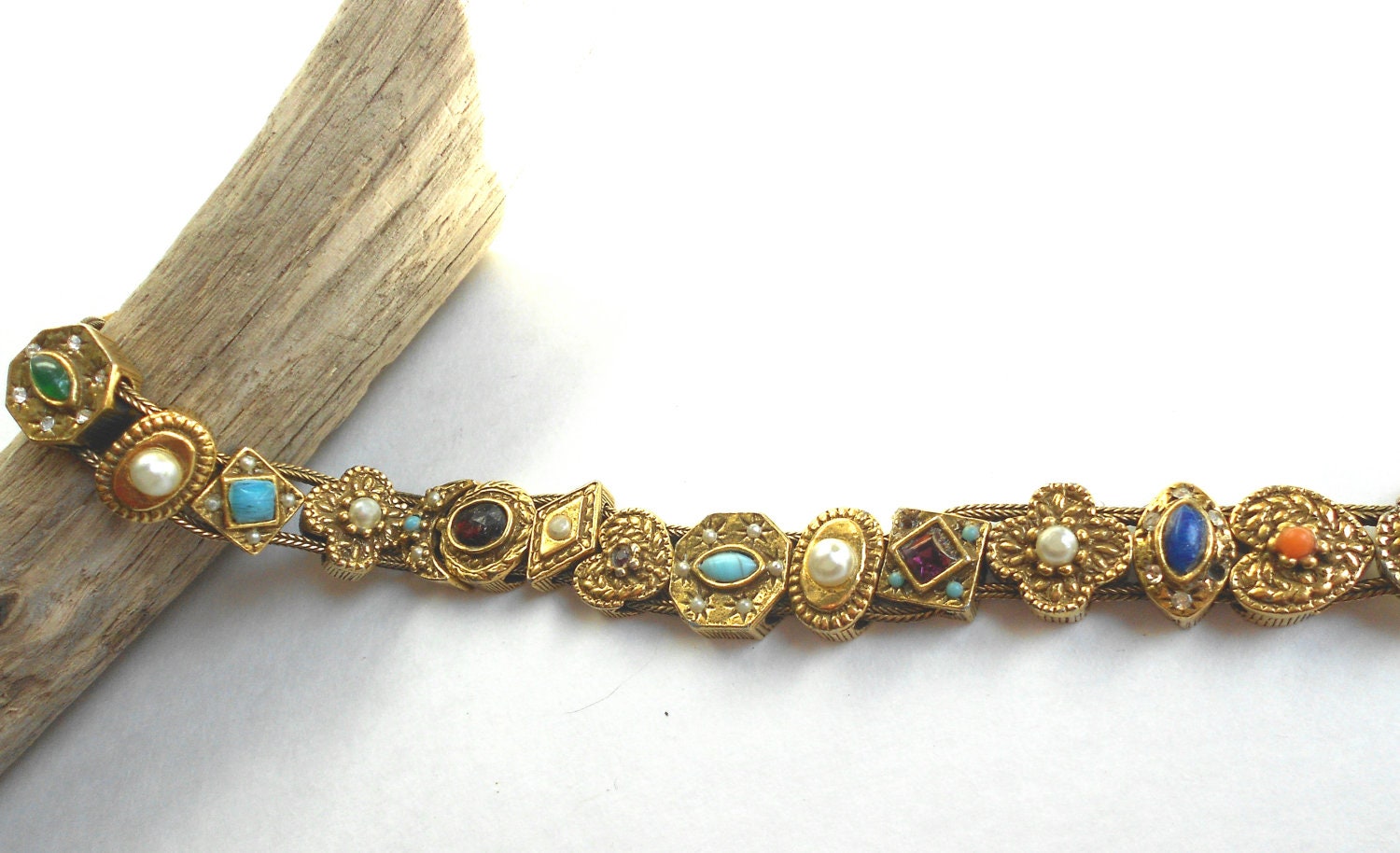 Goldette bracelet vintage slide bracelet gold link multi