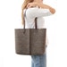 100% wool felt TOTE BAG with leather handles - natural grey