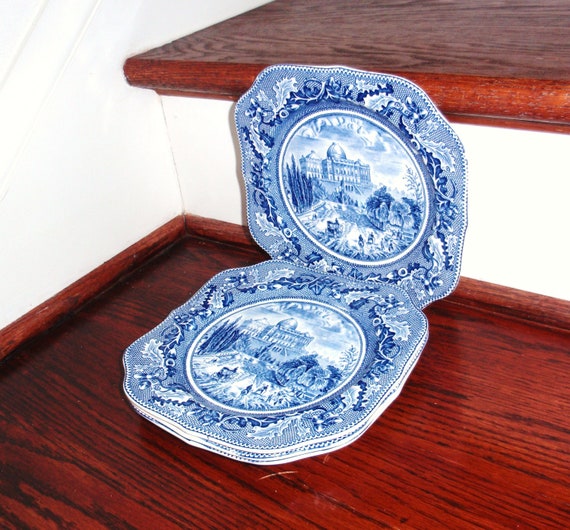 Set 4 JOHNSON BROTHERS HISTORIC America England Blue Hand