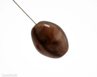 Brown Olive Glass Beads 18mm (4) Czech Pressed Opaque Genuine Olive Chocolate Large Big