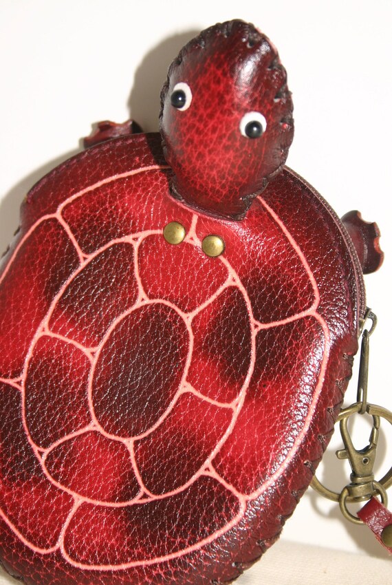 Turtle Purse Coin Purse Leather Souvenir Purse w by treasurestudio