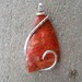 Fossil Apple Coral Silver Wrapped Pendant