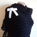 Black knitted Shawl, wool scarf, rectangle Shawl, scarf, cowl, shawl, Stole, pin-up with bow brooch, Holiday gifts, handmade gifts.