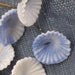 9 Vintage BLUE & WHITE Chalk Glass Ridged Flowers With Embedded Wire Stems - NOS