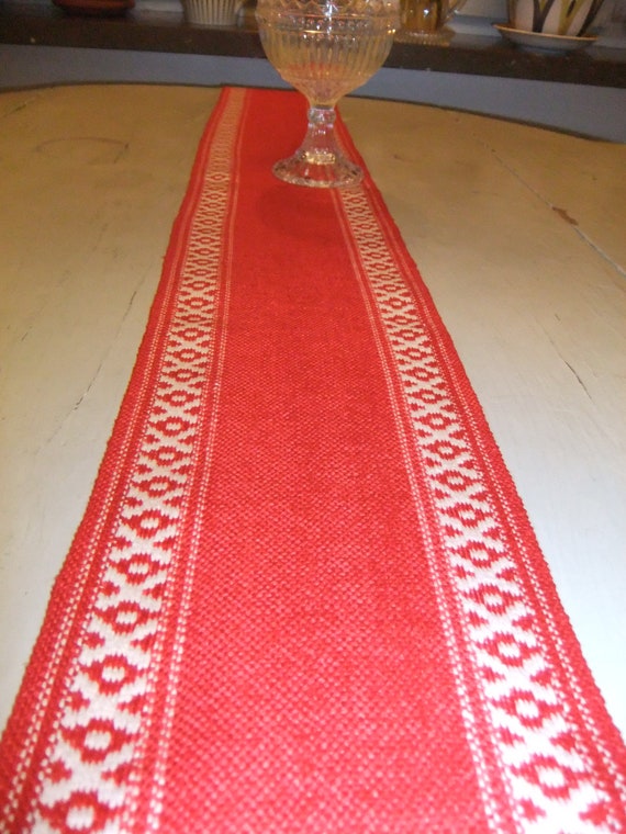 Vintage Swedish long table runner in red by AnnChristinsVintage