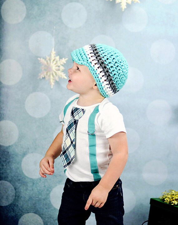 Items similar to NEW Baby Boy tie Bodysuit with Suspenders and Visor