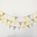 Fabric Cake Bunting Decoration - Cake Topper - Wedding, Birthday Party, Shower Decor in yellow and grey floral