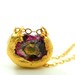 Watermelon tourmaline slice necklace, 18k gold dipped