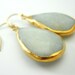HUGE faceted gray agate briolette earrings, 18k gold dipped