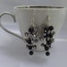 Black Agate Silver Crystals Chandelier Earrings