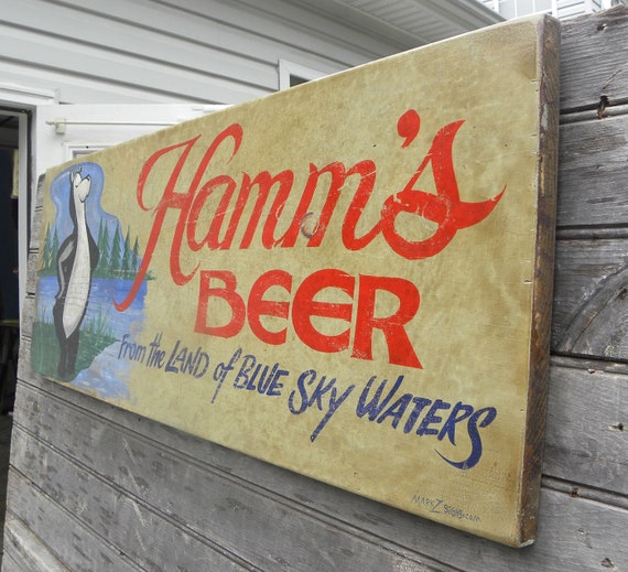 Hamms Beer Sign hand painted original vintage wall