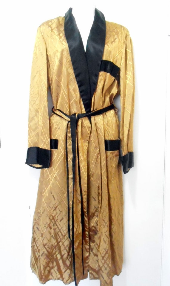 Vintage fifties sixties mens gold and black robe housecoat