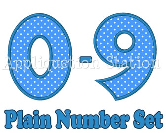 Plain Birthday Number Set Applique Machine Embroidery Design 1st first boy girl 0,1,2,3,4,5,6,7,8, AND 9 blue INSTANT DOWNLOAD