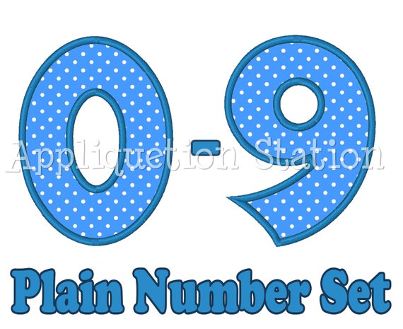 Plain Birthday Number Set Applique Machine Embroidery Design