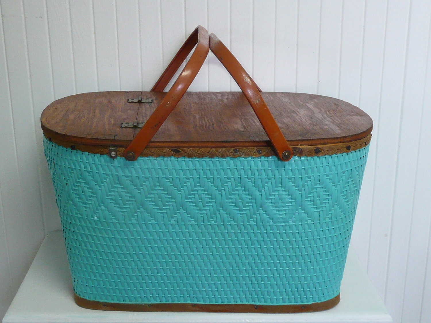 RESERVED 1950s Redmon Woven Picnic Basket Storage Basket Etsy