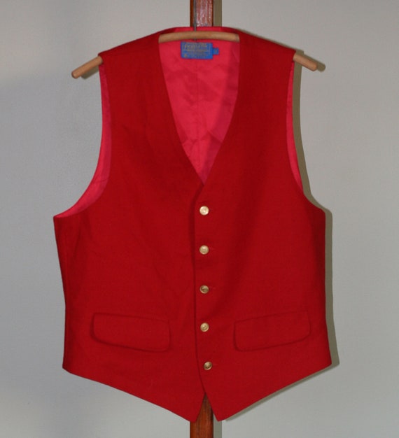 vintage pendleton mens red wool vest size 42 by TomTomVintage