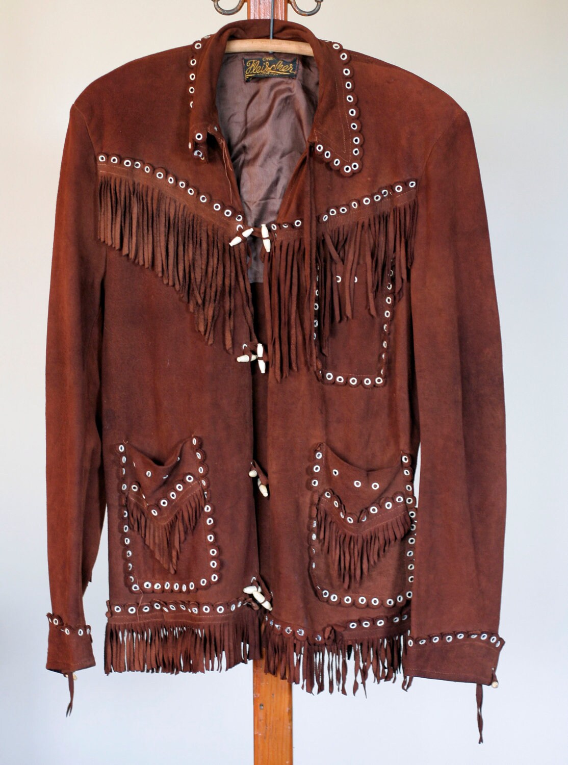 vintage ladies brown suede fringe jacket by TomTomVintage on Etsy