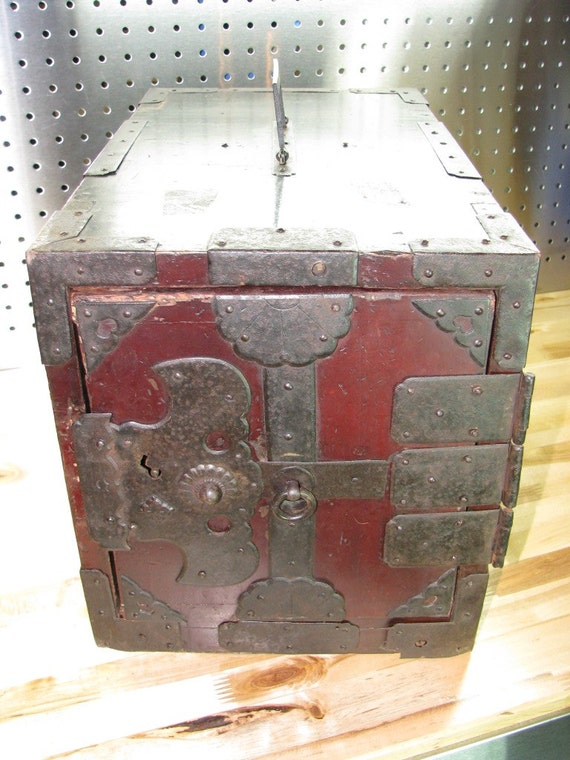 Rare Antique Japanese Tansu Box From Meiji Period by VintageMilk