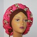 Bouffant Scrub Hat with ties - Laughing Monkey Pink fabric bouffant scrub hat - Ponytail Scrub hat