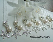 Winter Wedding Snowflake Bridesmaid Necklace Bridal Jewelry,  Winter Wedding