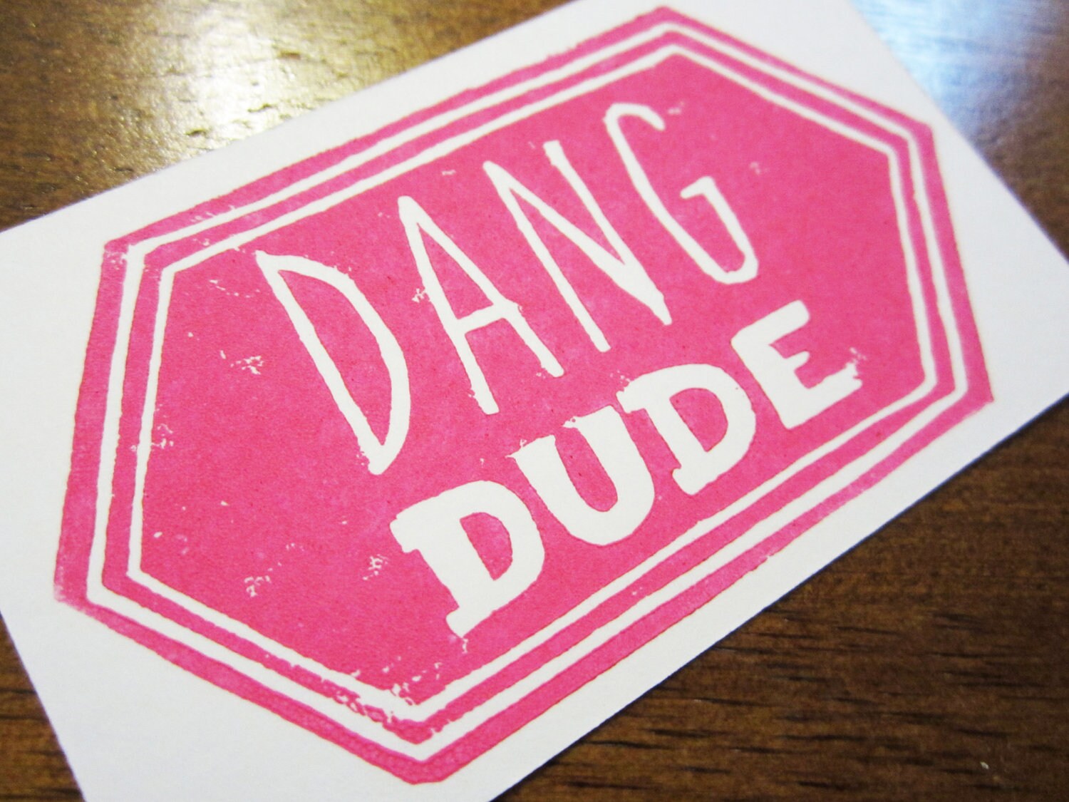 Dang Dude Card With Envelope Business Card Size Linocut