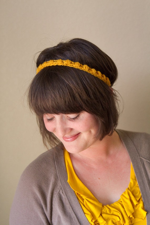 Crochet Mustard Skinny Headband