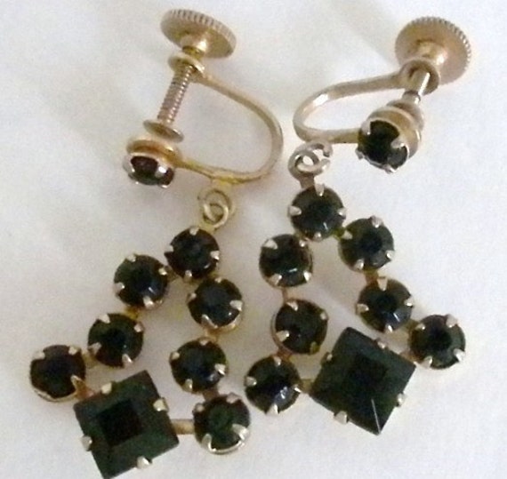 Antique Earrings Black Screw Type Earrings 1940 by oldandnew8