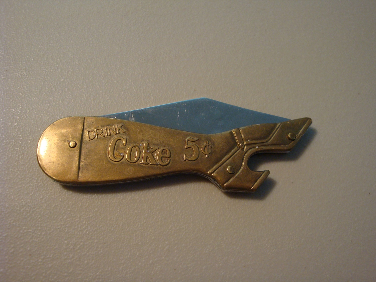 Vintage Brass CokeCoca Cola Pocket Knife by Taylor Cutlery