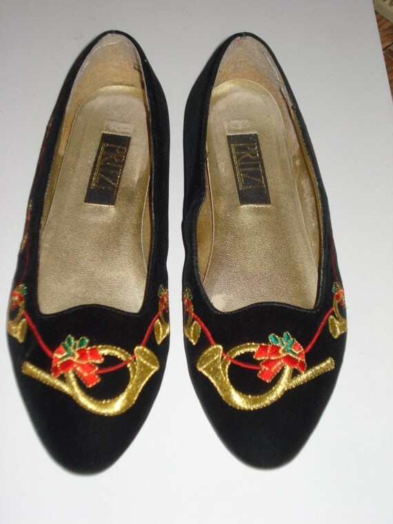 velvet embroidered flats