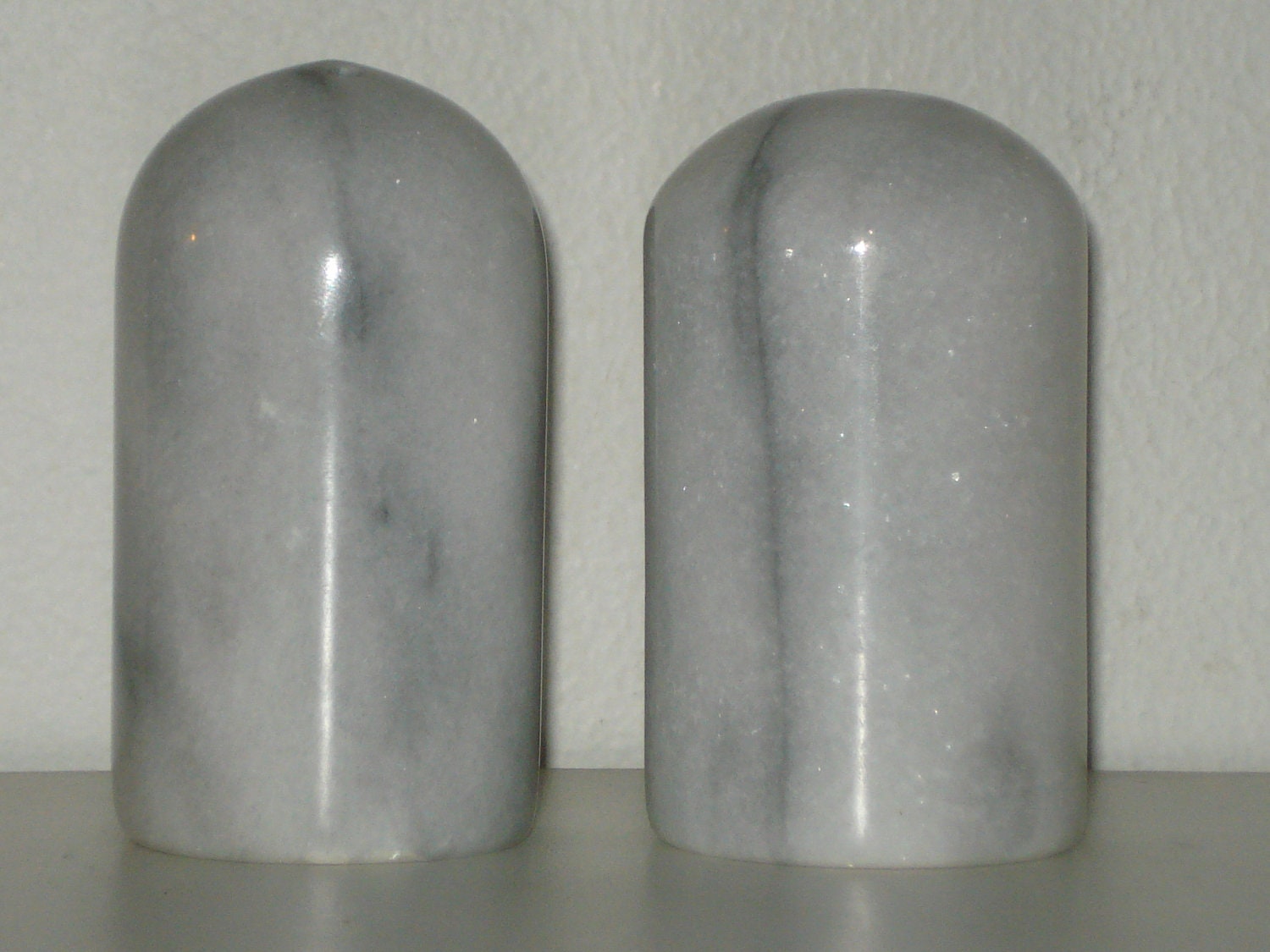 Marble Salt and Pepper Shakers Grey Stone Pillar Kitchenware