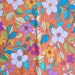 Vintage 60s Bright Floral Fabric Tangerine Orange Teal Blue Lime Green and Turquoise Hawaiian Heavy Weight Cotton Canvas CBF