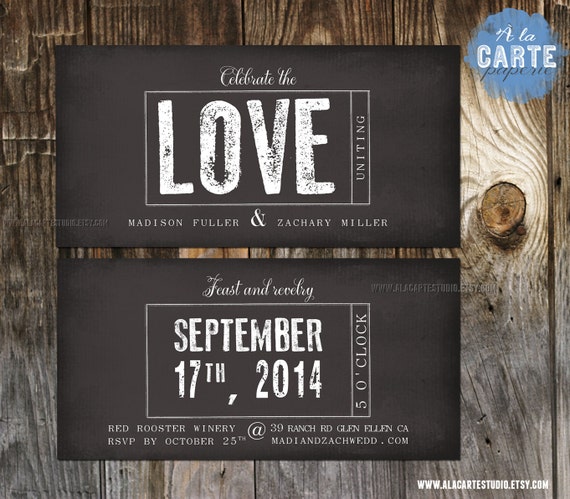 Stamp Wedding Invitation - Modern Urban Rustic Vintage Wedding ...