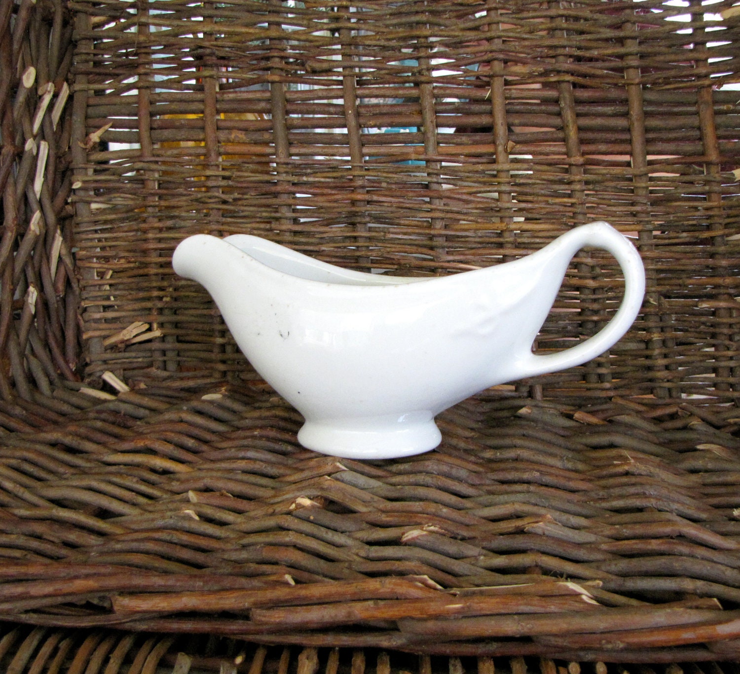 Vintage white gravy Boat White Ironstone Shenango Gravy Boat