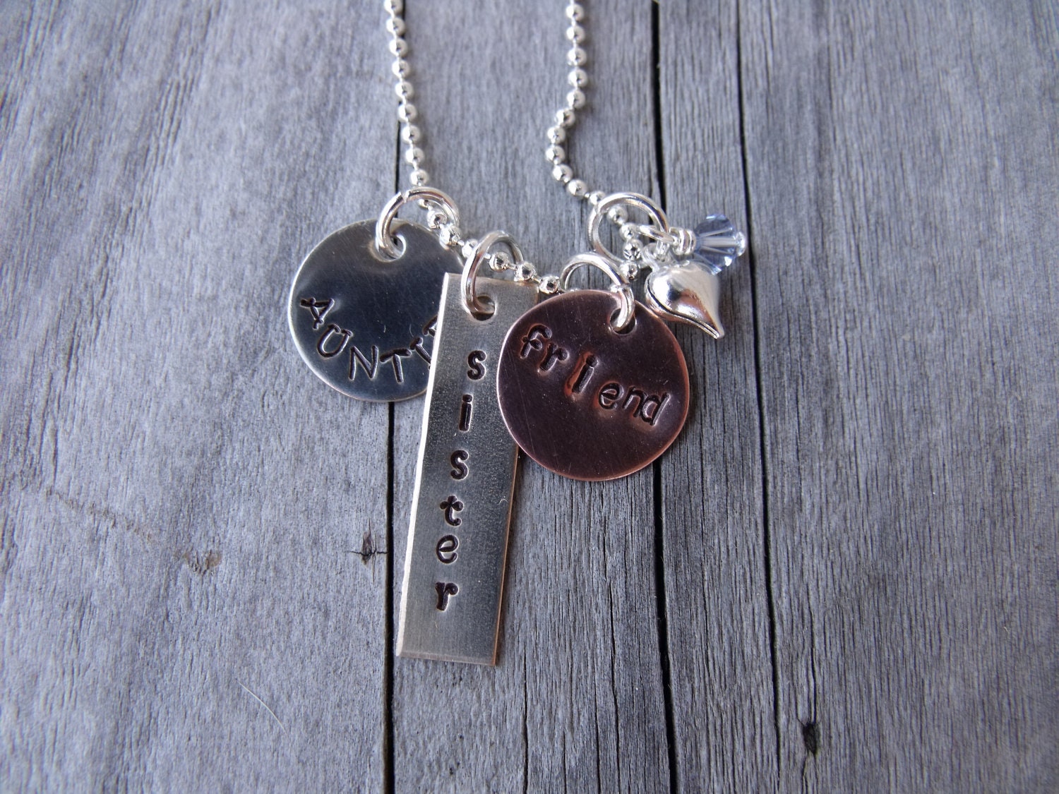 Handstamped Personalized Friend Sister Aunt Necklace by lololuv