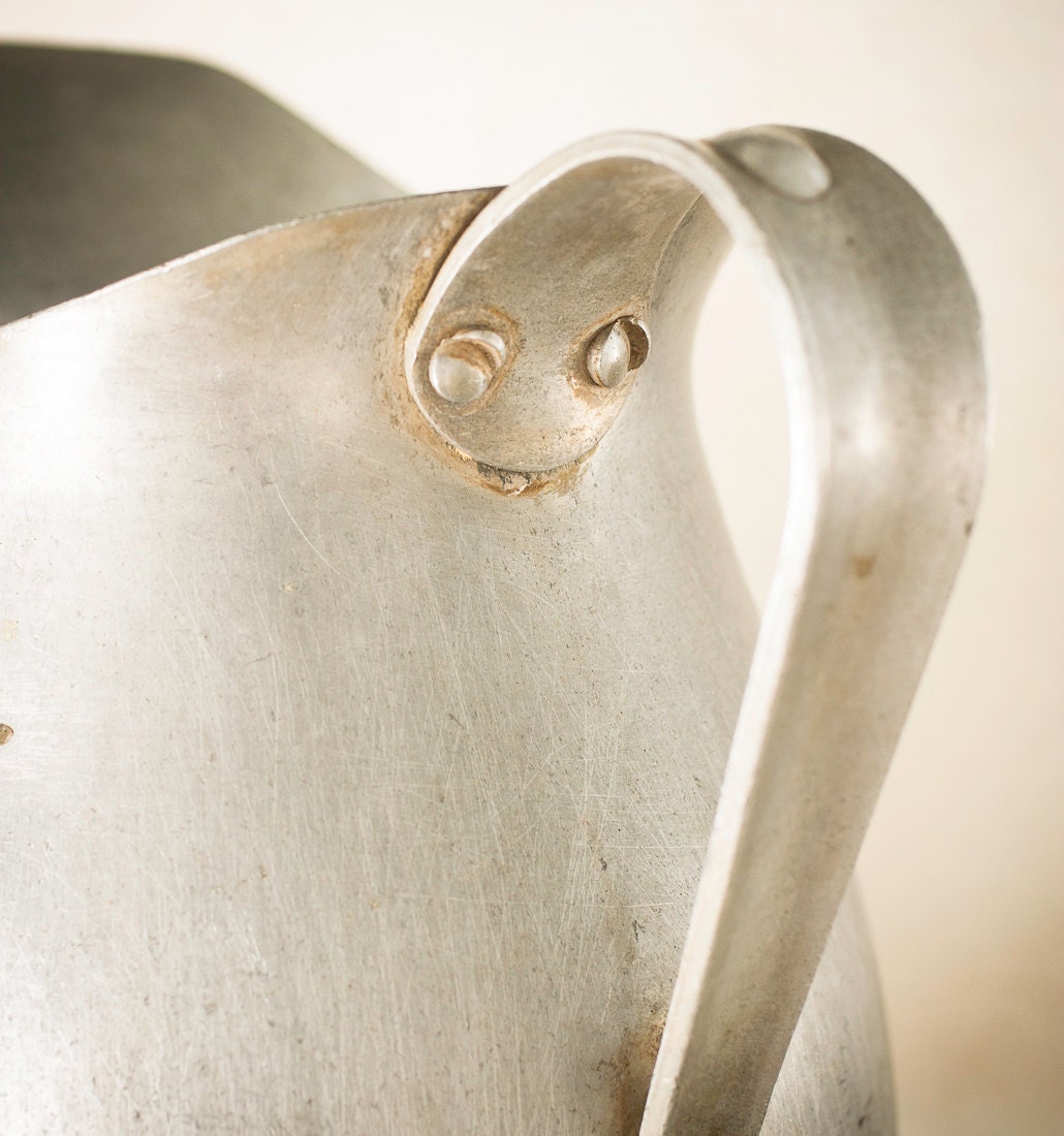 Vintage Aluminum Pitcher Rustic Water Pitcher Mid Century