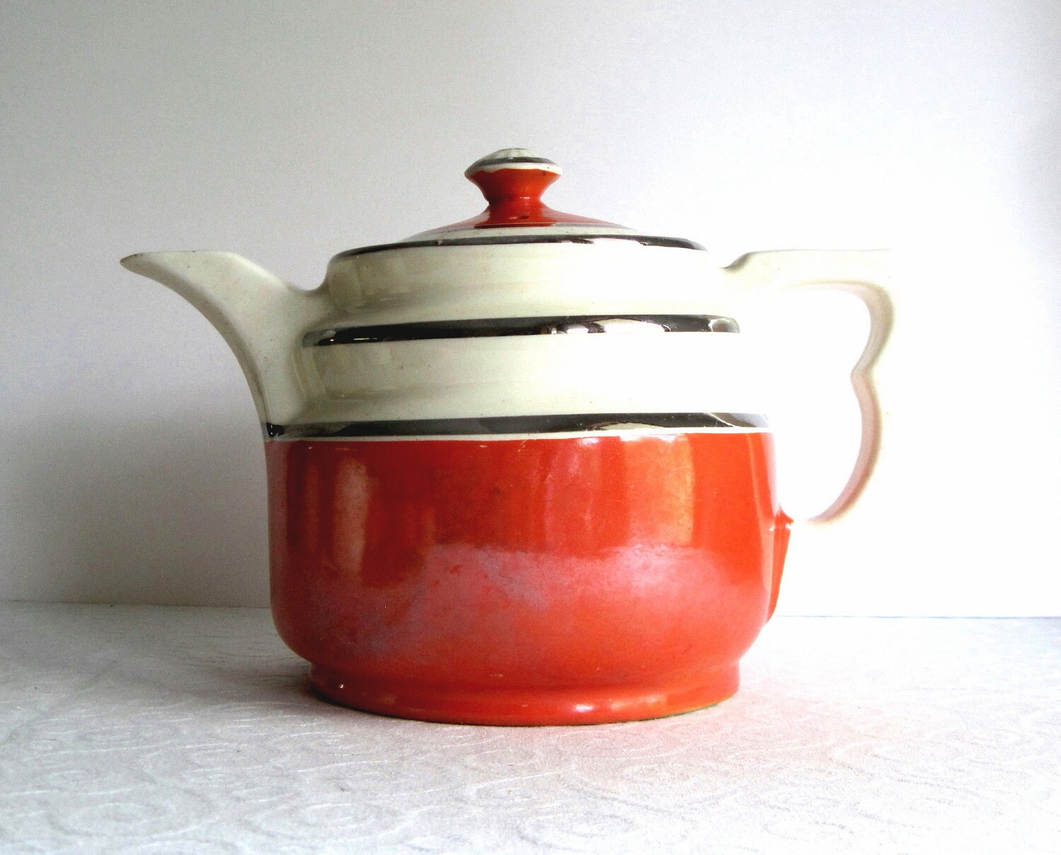 Vintage McCormick Teapot by Hall China Tomato Red and White