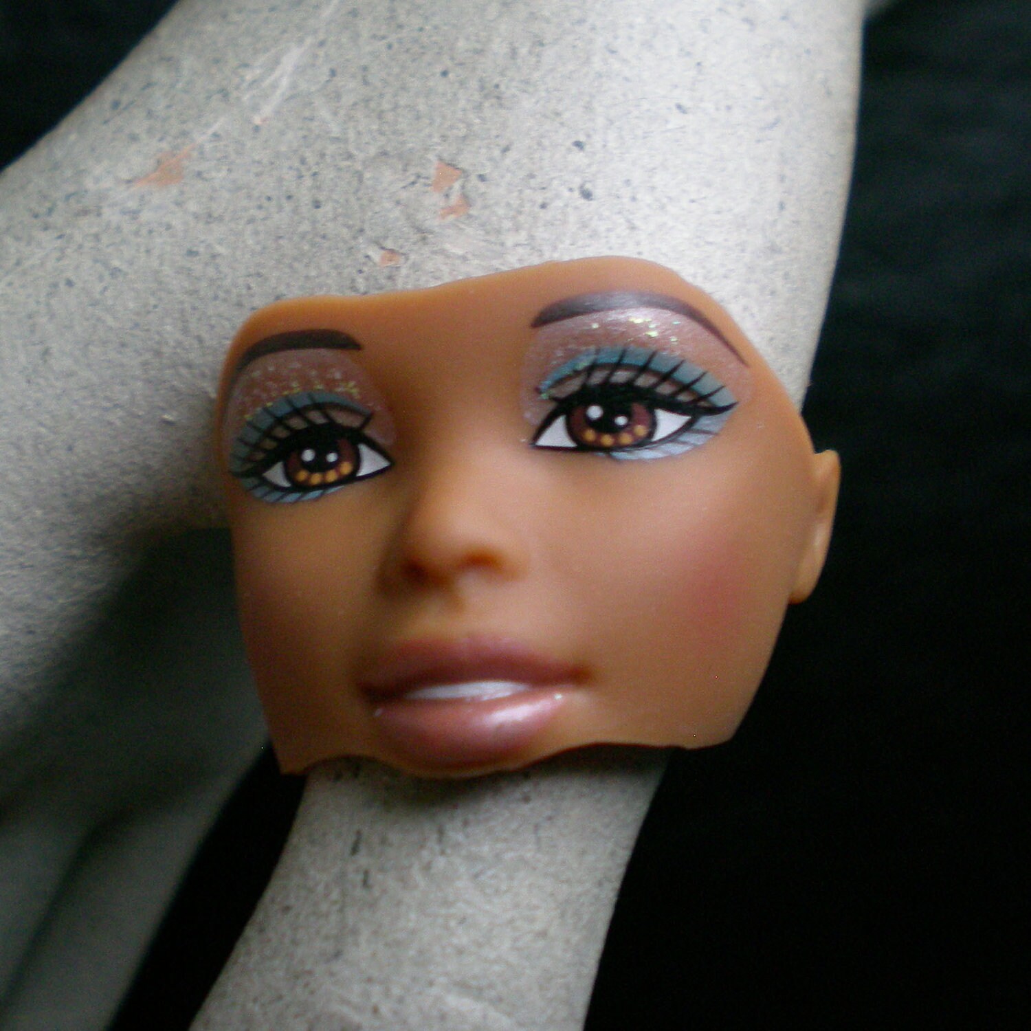 Black Barbie Doll Head Ring