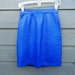 Vintage 80s Blue LEATHER High waist Mini Skirt XS S M 4-6