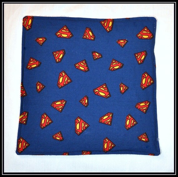 Burp Cloth -- Superman Logo Cotton with White Terry Cloth -- Geek-a-bye Baby - Comic Geek - Handmade, Retro DC Comics