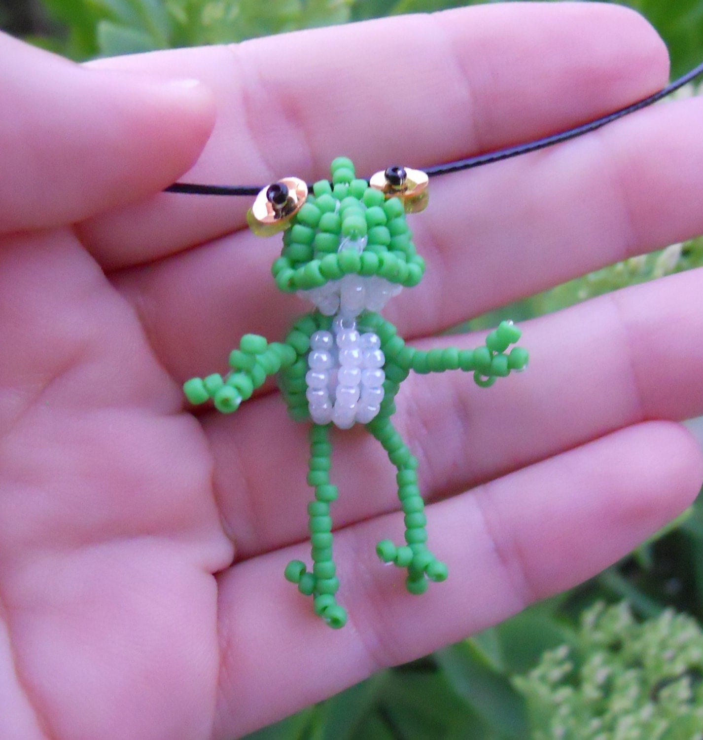 Frog Necklace Seed Bead Doll Beaded Bead Pendant