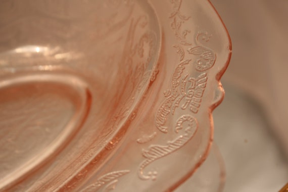 Madrid Pink Depression Glass Bowl with Oval and Wide Edged