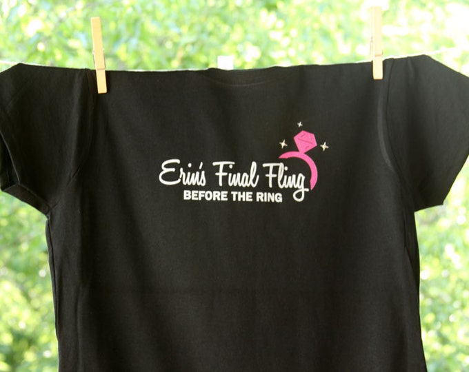 Set of 6 Bachelorette Final Fling Before The Ring Shirts with Rhinestones