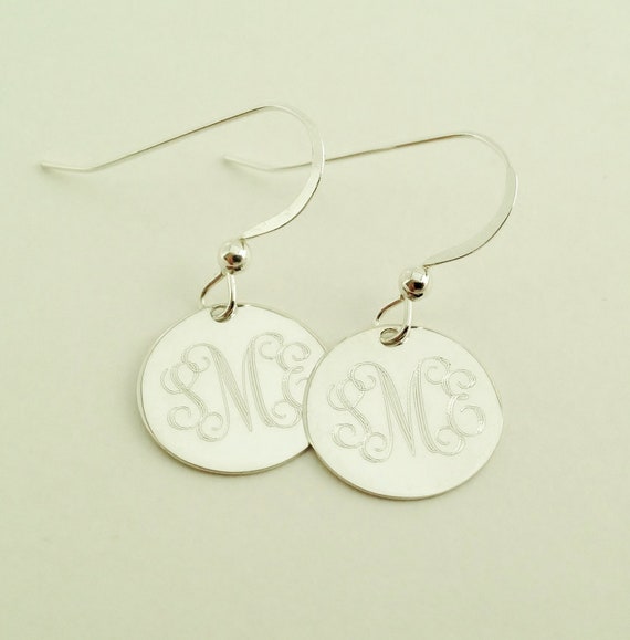 Monogrammed Earrings in Sterling Silver for Bridesmaids, Women ...